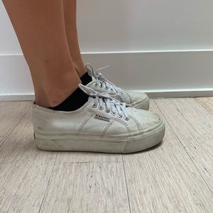 Perfectly distressed platform Superga sneakers 9.5